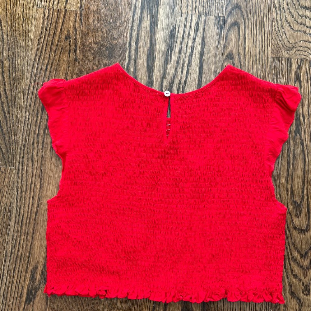 Red Ribbed Crop Top - Picture 2 of 4